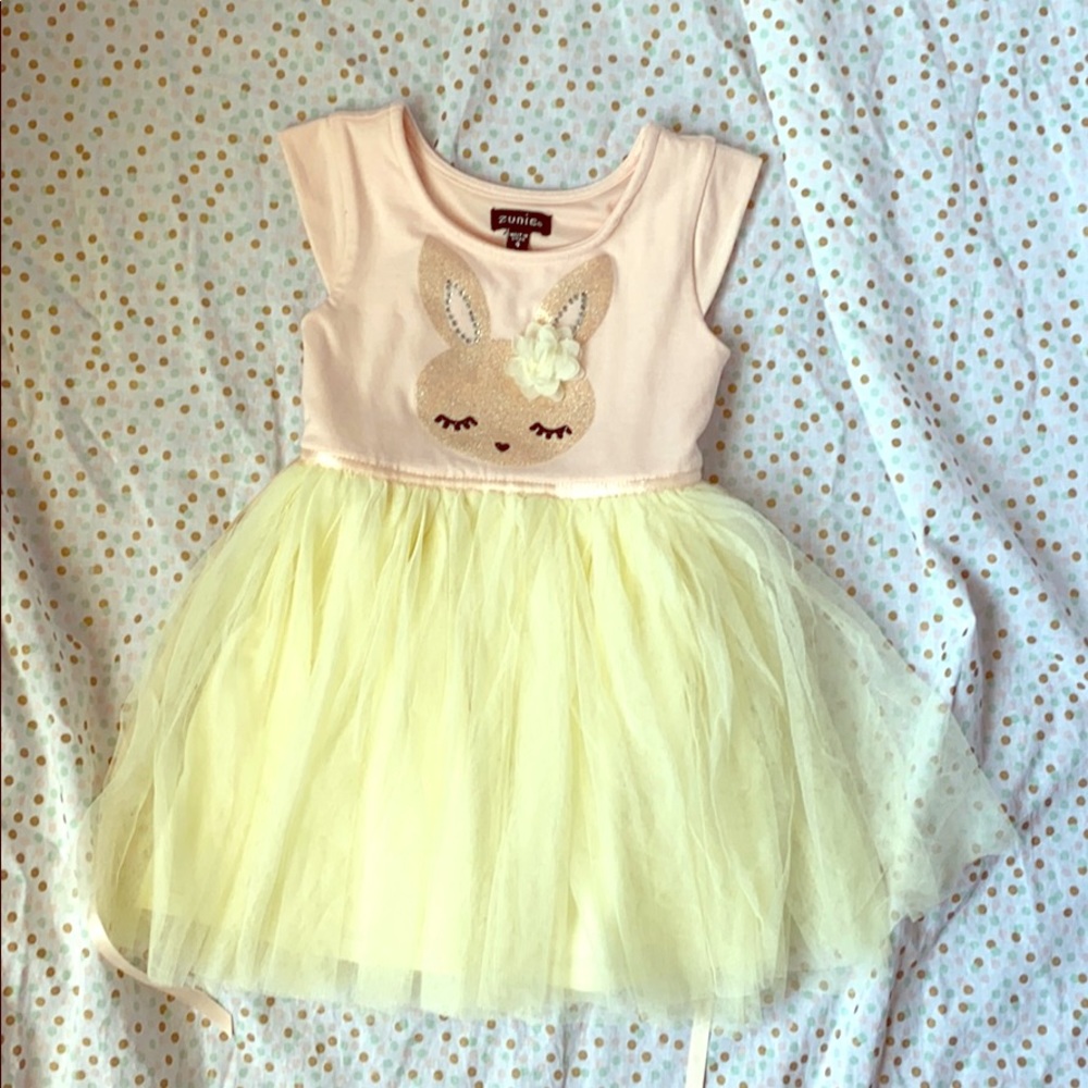 Toddler girl bunny tutu cap sleeve dress
